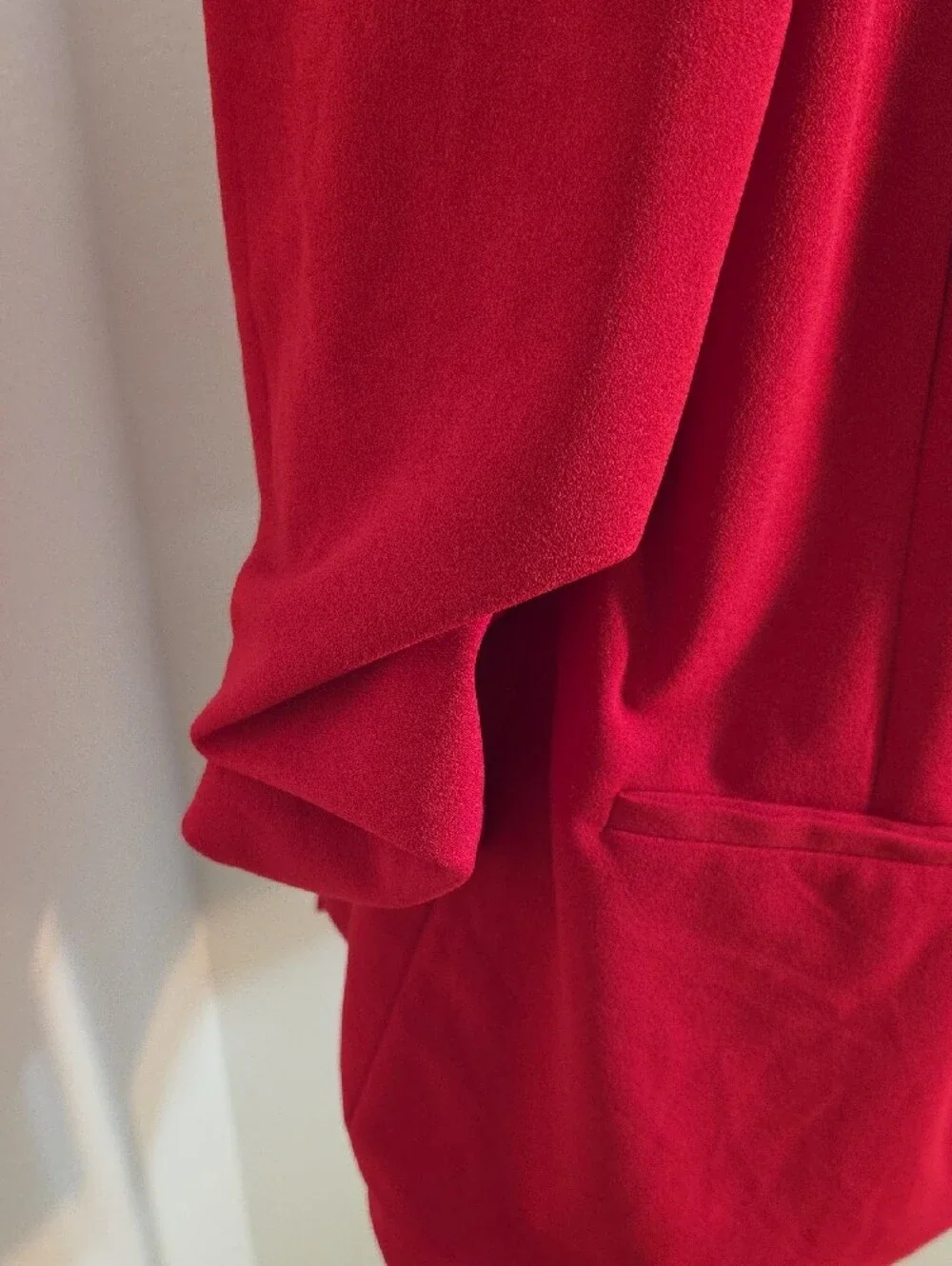 Open-Front Red Shawl-Collar Blazer